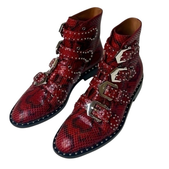 Givenchy Snake Embossed Leather Ankle Boots - Picture 1 of 8